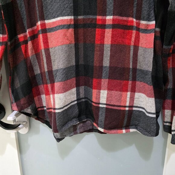 Rue+ Women’s 2X Red Buffalo Plaid Long Sleeve Tee | Soft Flannel Knit Top - Picture 6 of 8